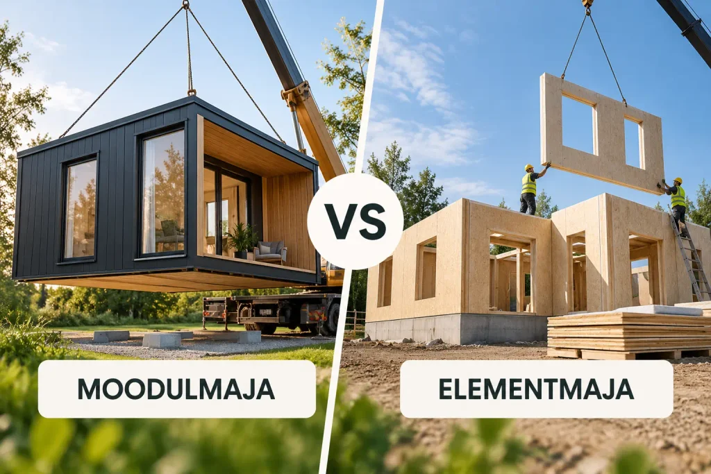 Moodulmaja vs elementmaja – moodulmaja paigaldus ja elementmaja ehitus